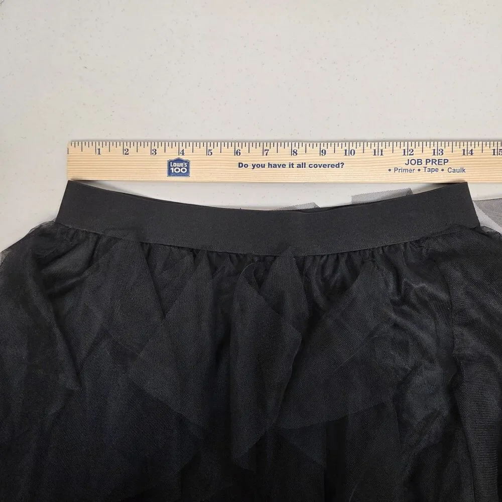 Unbranded Black Layered Tulle Broomstick Skirt Sz Lg Witchy Fairy Whimsy Goth - Picture 3 of 4